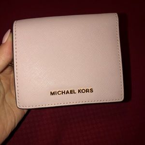 Subtle Light Pink Travel Leather Card Case Wallet